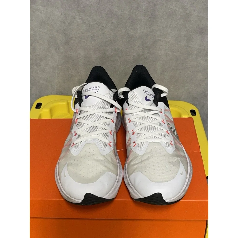 Nike‎ Winflo 8 Shoes Men 12 White Metallic Silver Black Gym CW3419-101 Sneakers